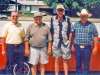 Ken Osborn, Stu Hasselquist, Doug Trank, & Rich Waller in front of Stu's Olds Cutlass convertible