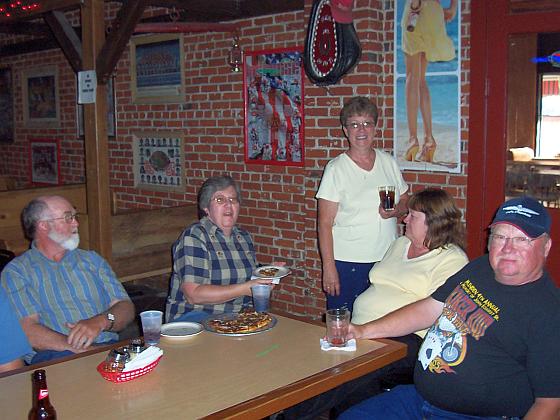 Ike and Elaine Redfern visit with Wayne Rose and wife, and Pat is drinking again.