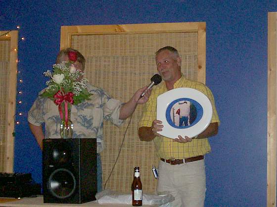 Gregs picture of him posted with awesome frame on drip irrigation demonstration